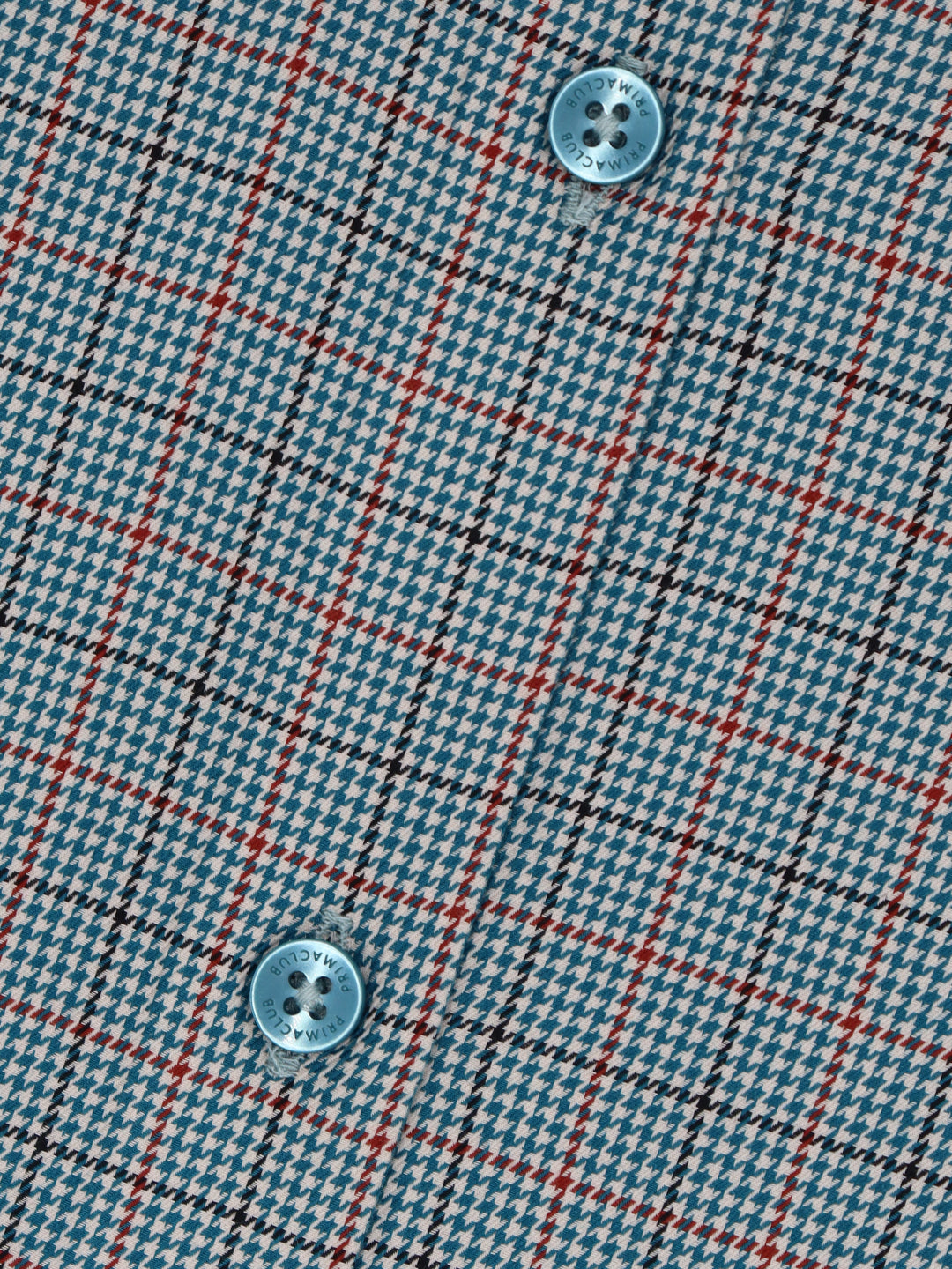 Prima Club Premium Cotton Dobby Teal Blue Checked Regular Fit Shirt SRAQ2