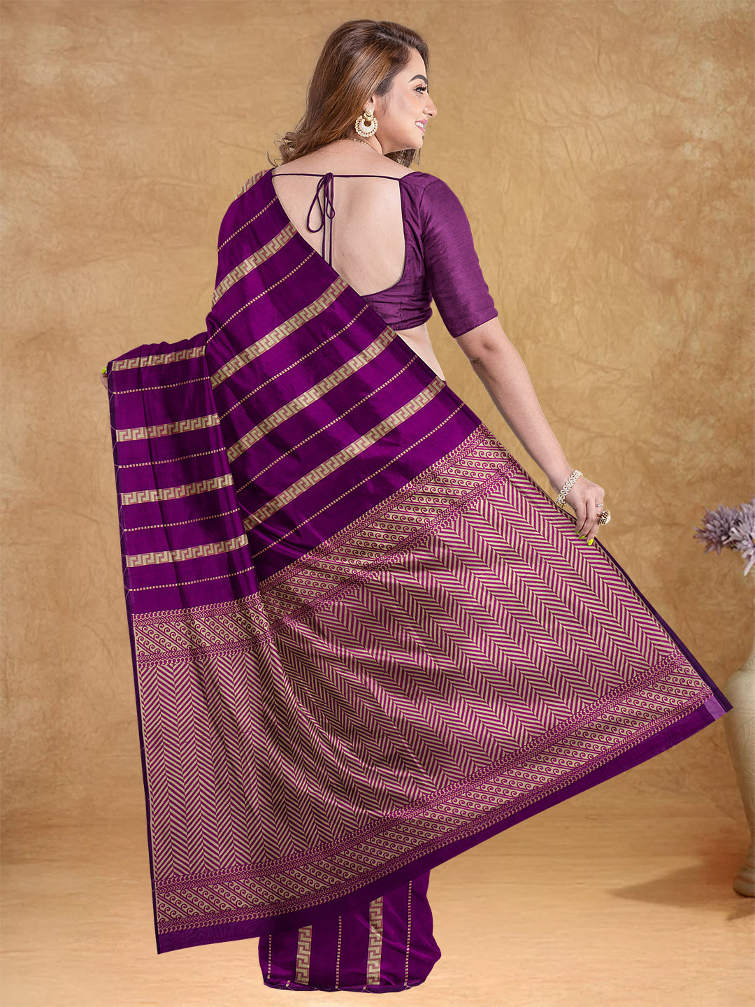 Couple Combo Shirt & Dhoti Set with Saree Majenta PCS175