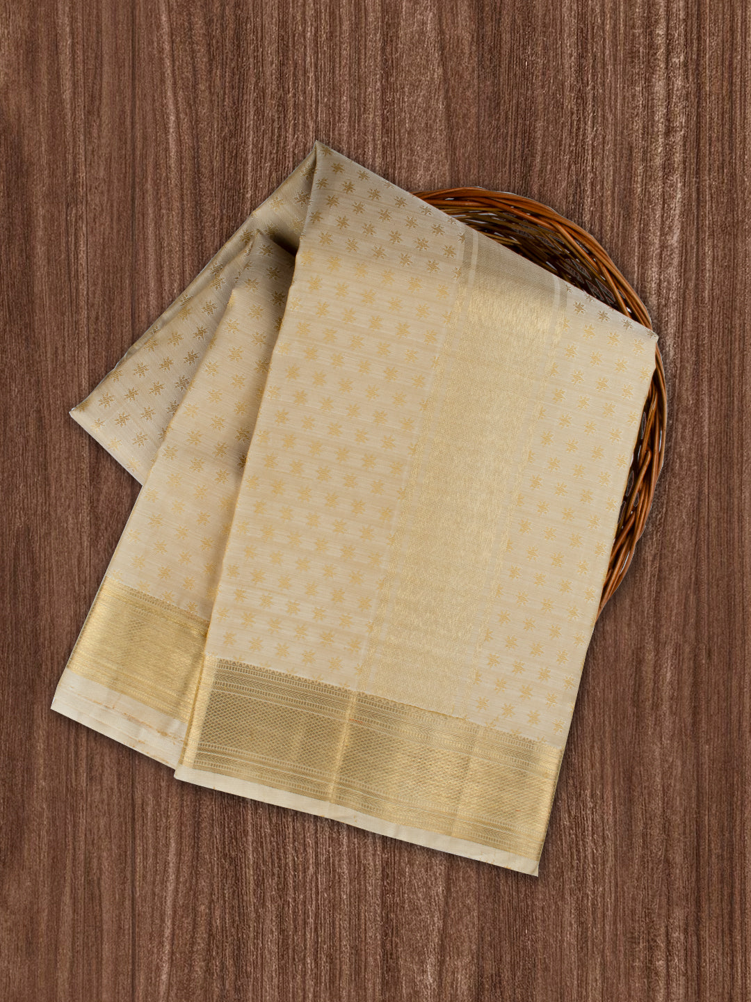 Men 100% Pure Silk 4"  Jari Gold Border Amirtham