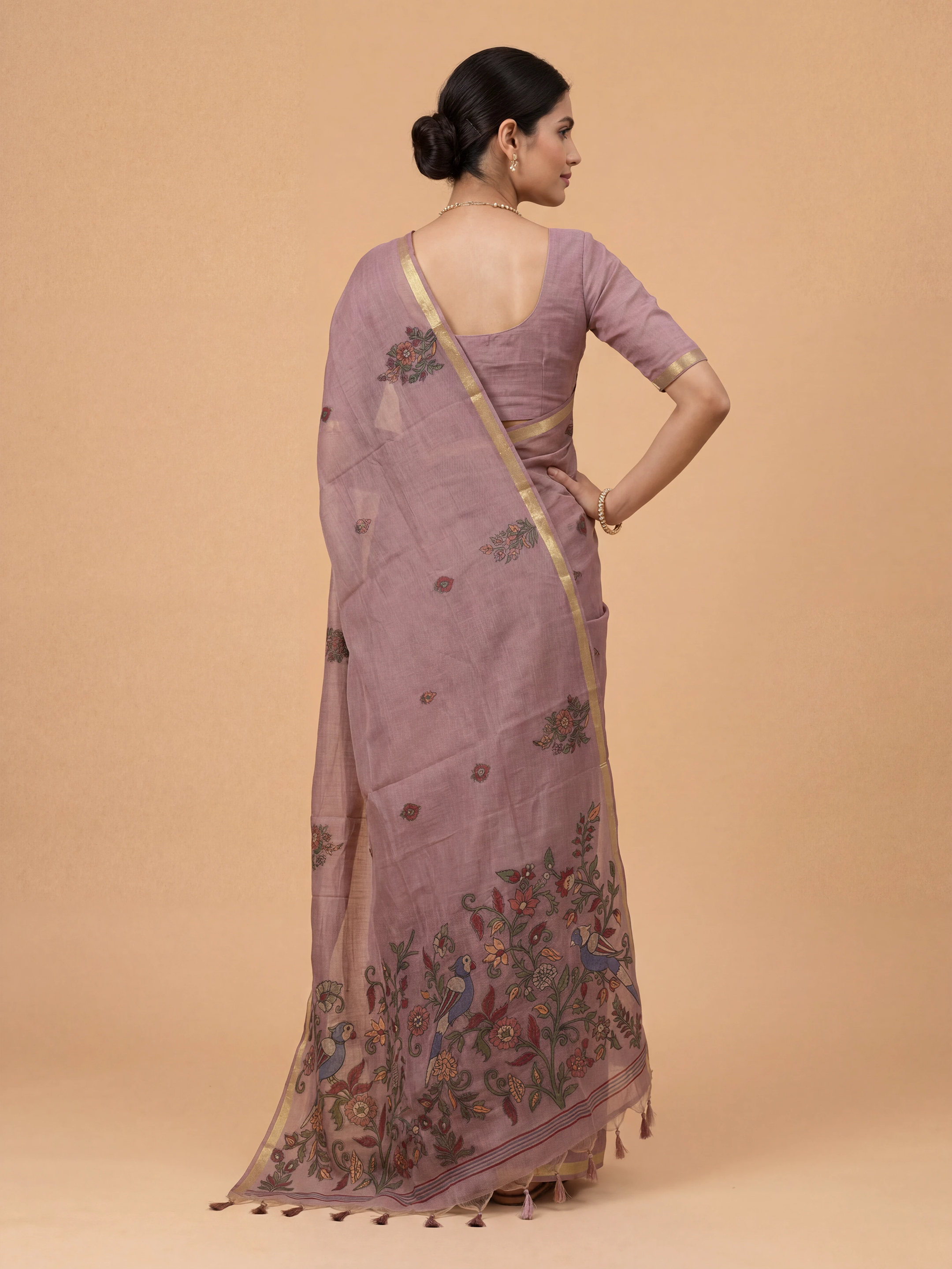 Women Pure Cotton Printed Purple Saree PCS272