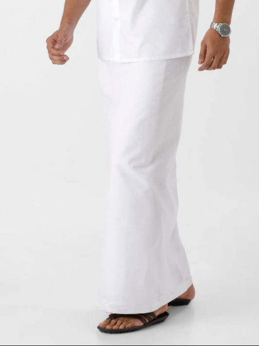 Men White Small Border Dhoti Prayer 2 (4.50M)