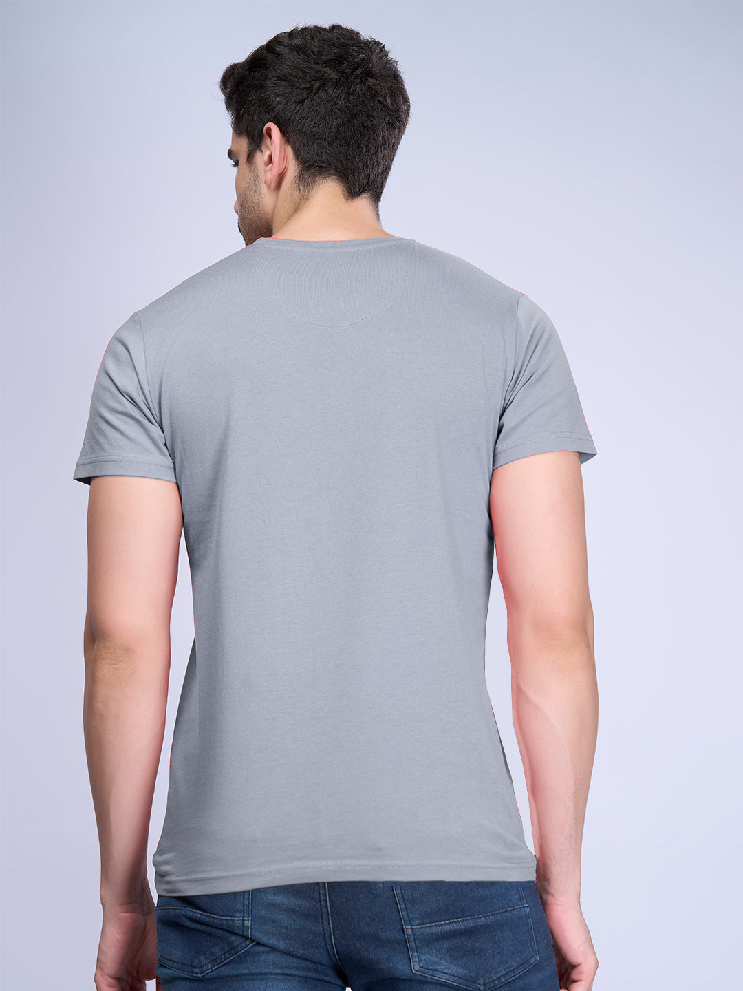 Men 100% Cotton Graphite Grey Half Sleeves T-Shirt Expert Tee ET25