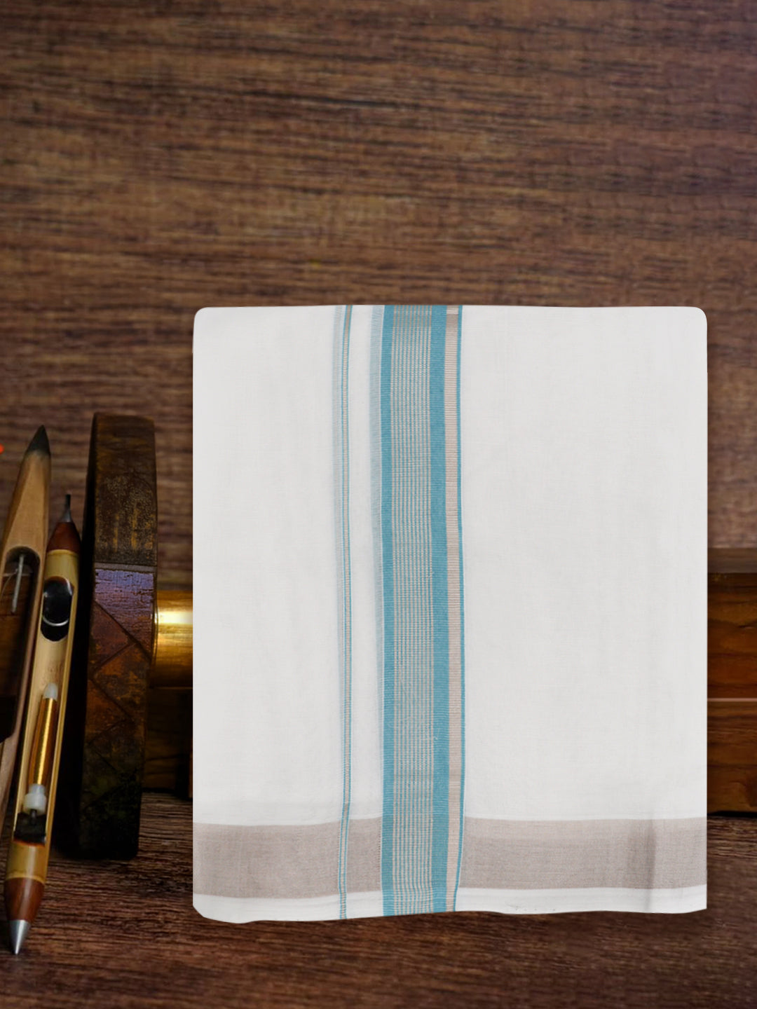 Men Premium Handloom White Dhoti with Fancy Jari Border HLM117