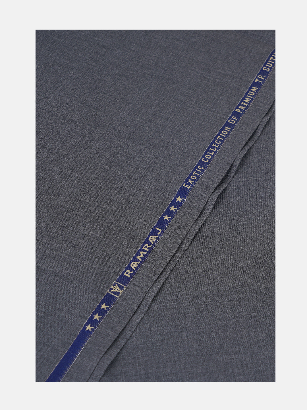 Men Grey Plain Suiting Fabric Mesmerize Stretch