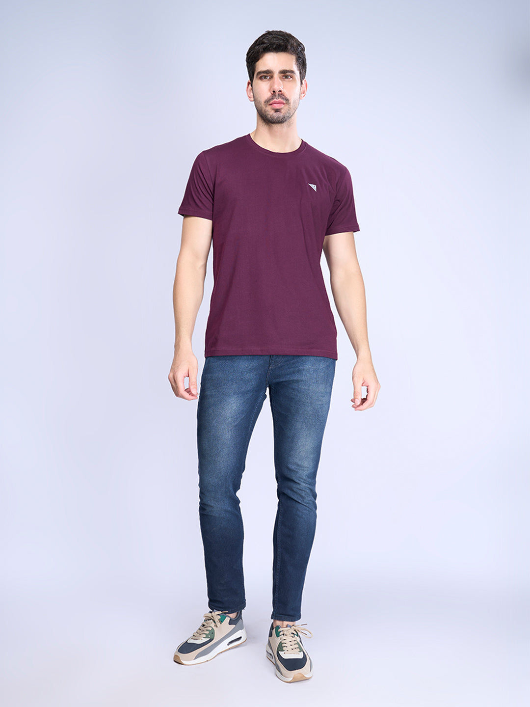 Mens Wine & Black Half Sleeve Expert Tee Combos