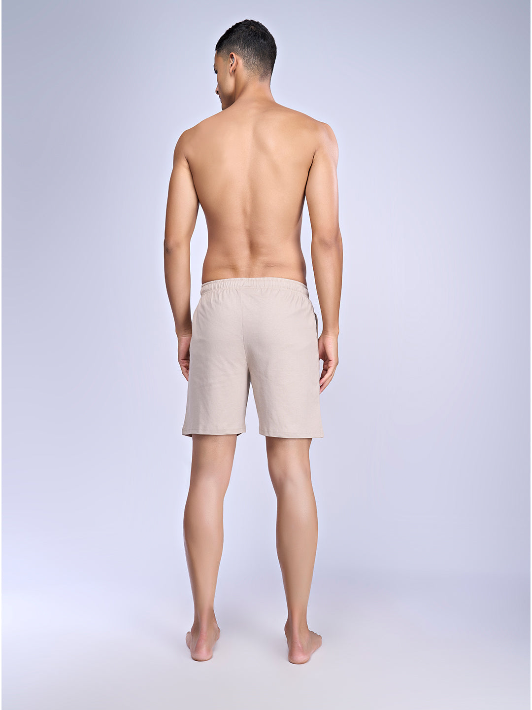 Men's Beige Super Combed Cotton Regular Fit With Side Zipper Shorts