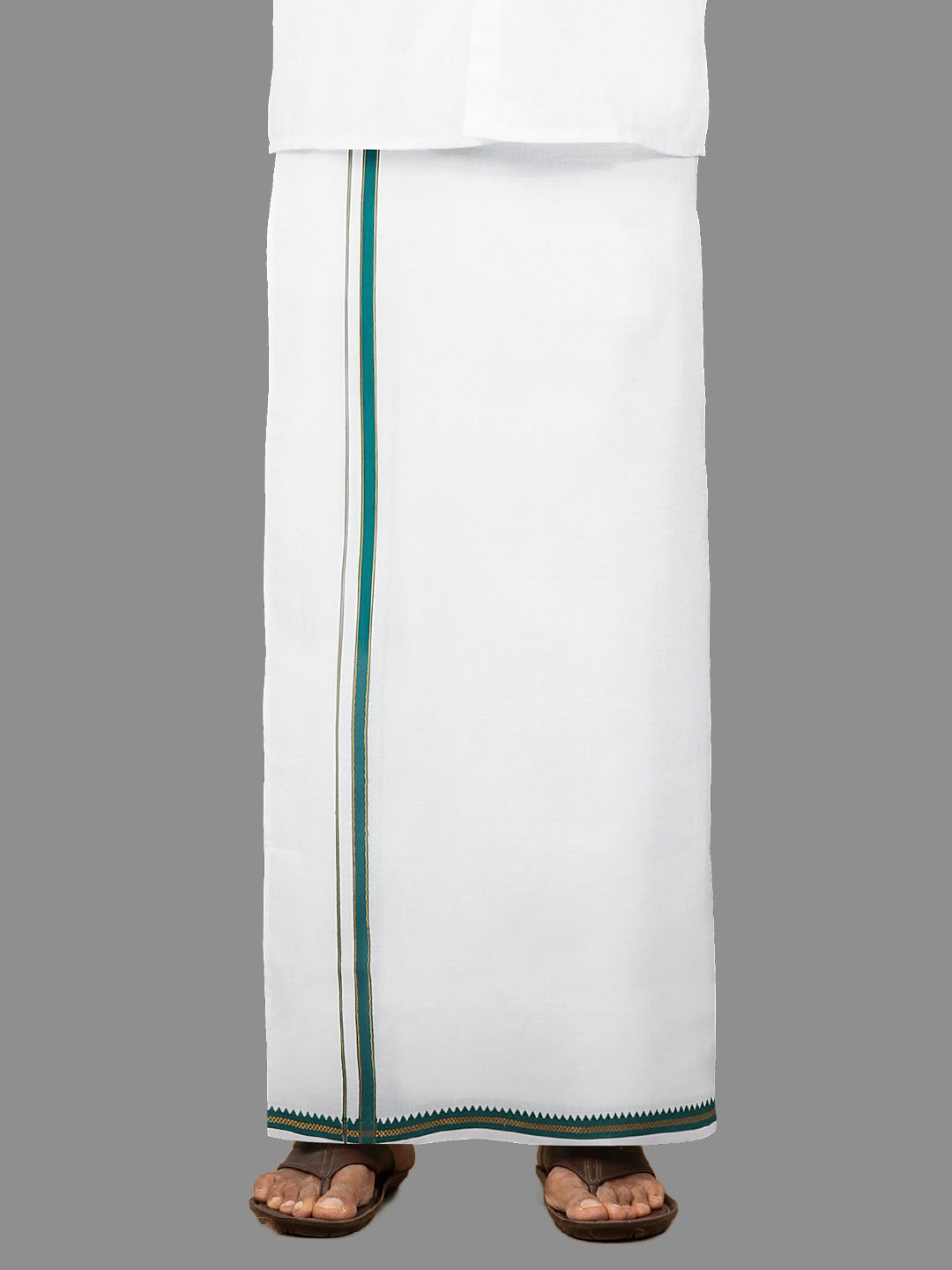 Men Green Fancy Border Single Dhoti Fancy Pet FP06