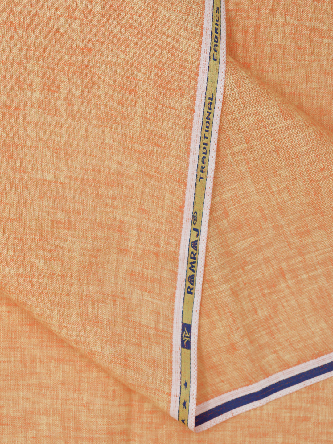 Men Cotton Blend Self Design Kurta Fabric Orange Lampus
