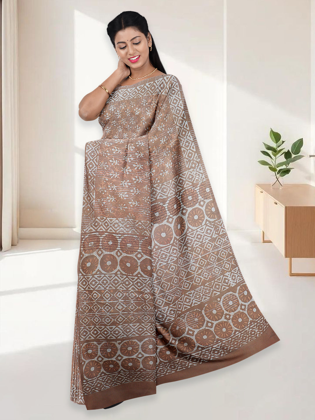 Women Mustard Pure Cotton Saree PCS192