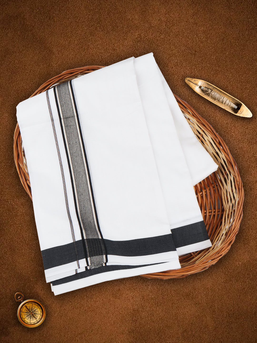 Men Premium Handloom Dhoti Black Fancy Border