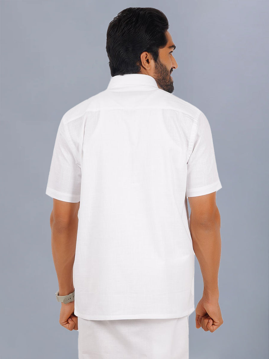 Mens Cotton Half Sleeves White Shirt Winner