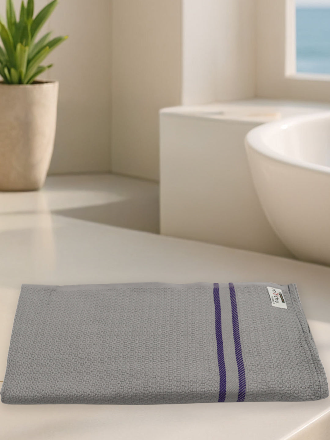 100% Cotton Self Designed Bath Towel Grey Magnus MCS06