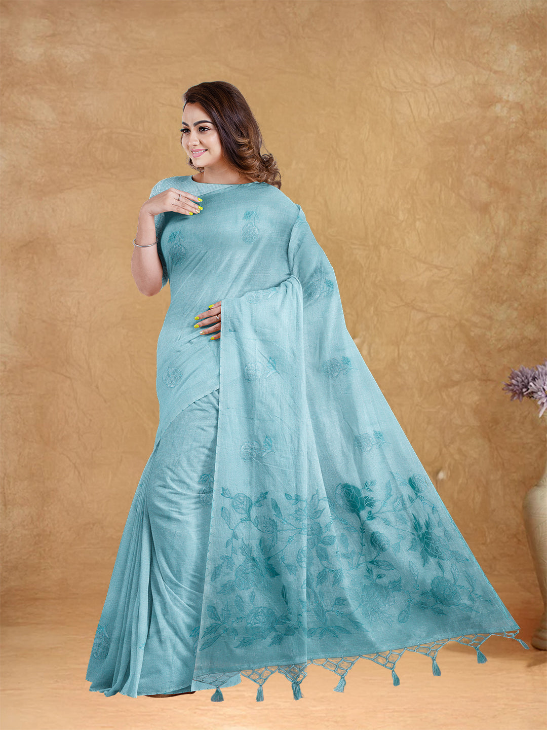 Couple Combo Shirt & Dhoti Set with Saree Blue ST217