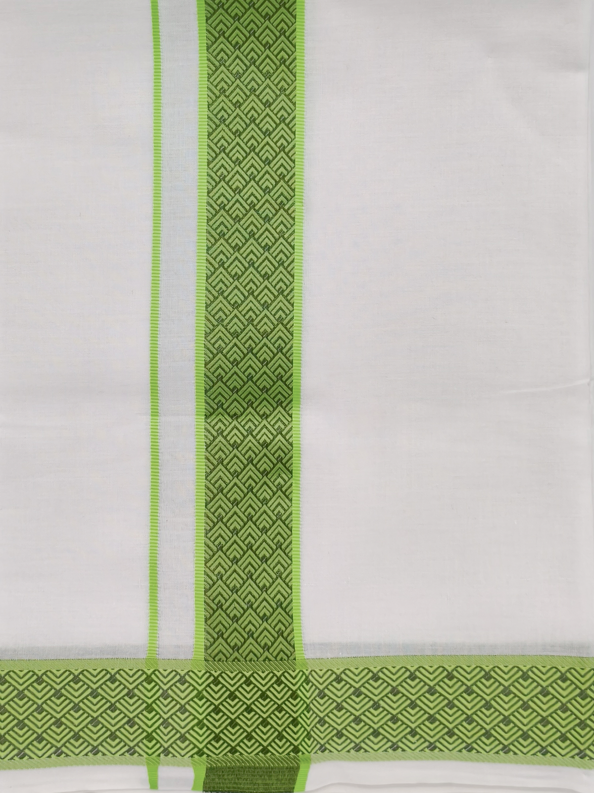 100% Cotton Green Shirt and Colour Jari Border Dhoti Set BT3
