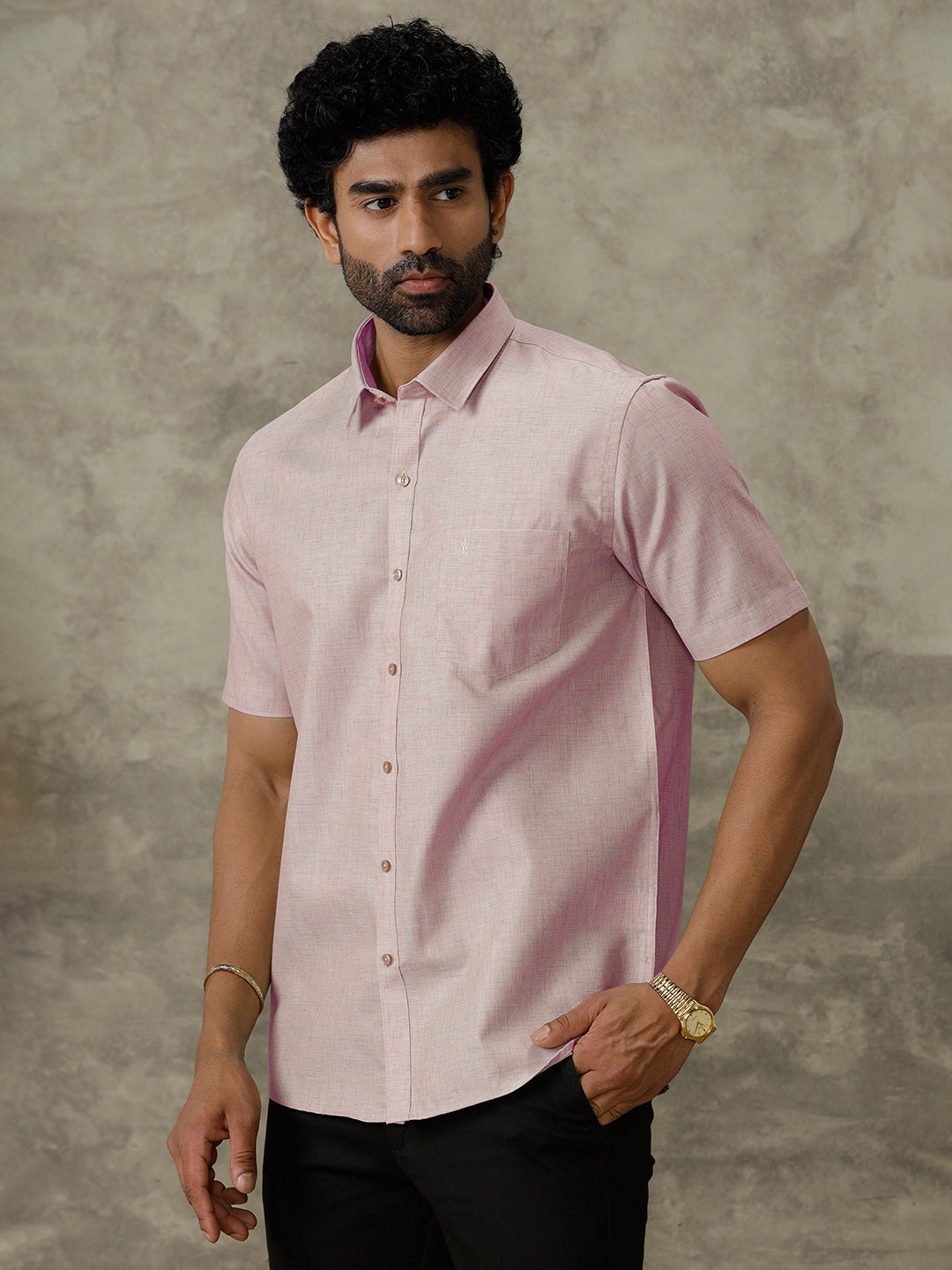 Men Cotton Rich Shirt Pinky Brown Trendy 8 YH7