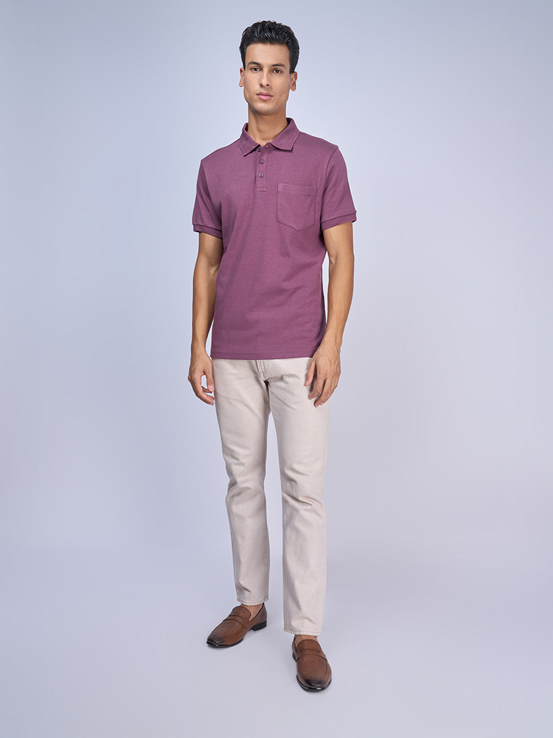 Mens Liquid Polo T-Shirt with Pocket Heather Rose