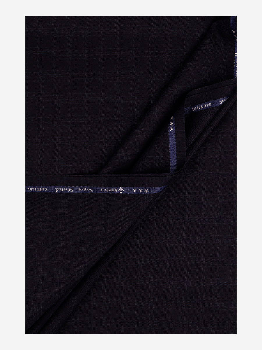 Cotton Navy Colour Plain Pants Fabric Enable Stertch-Double side view
