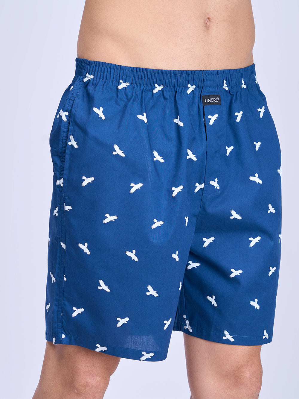 Unibro Men Navy Printed Woven Boxer Long