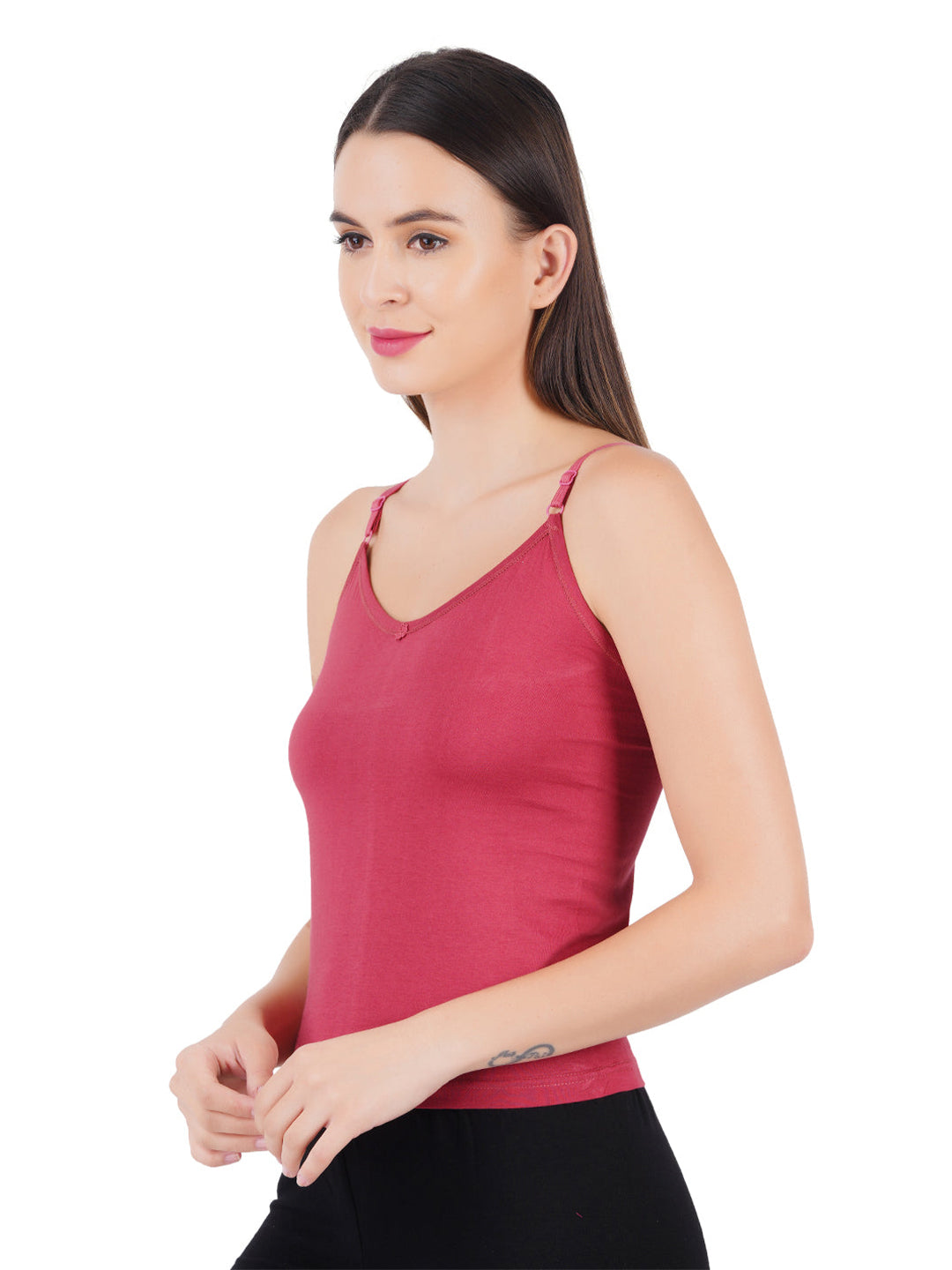 Women Adjustable Straps Assorted Colour Camisole Petals (Pack of 2)