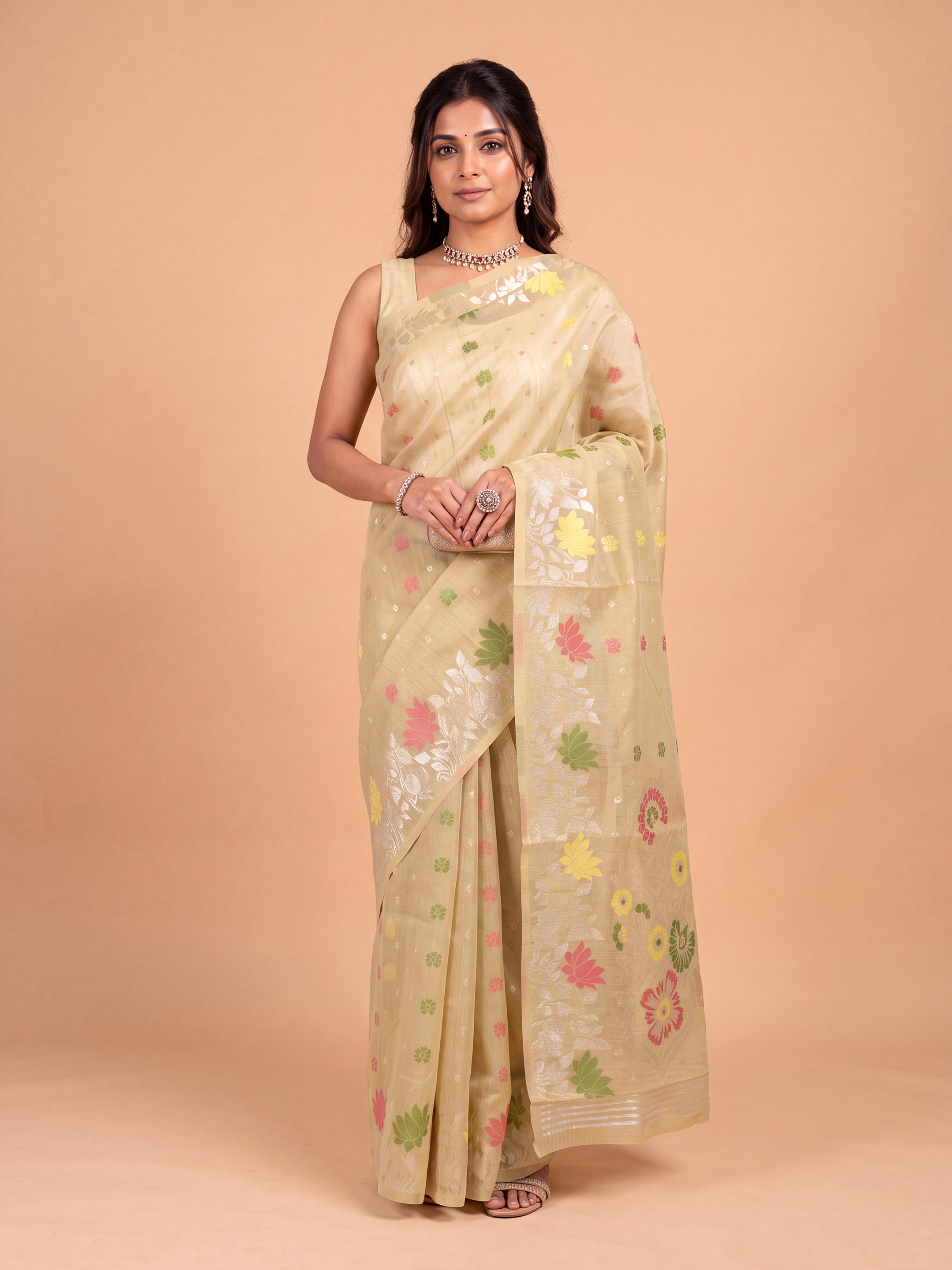 Women Sandal Spun Poly Printed Saree SP07
