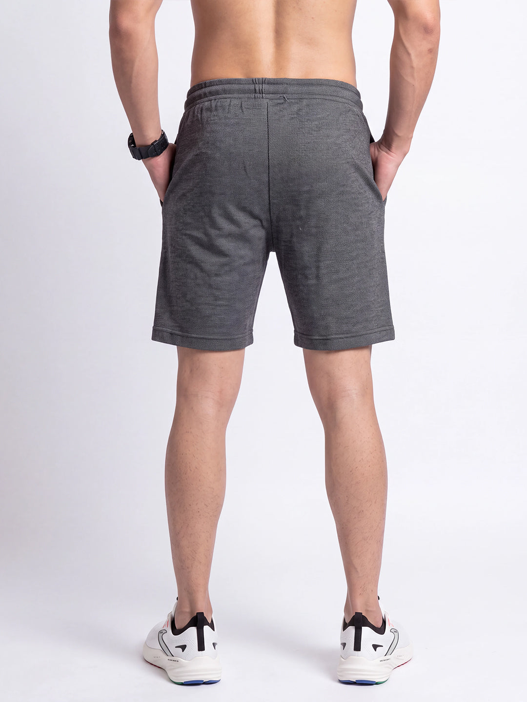 Cotton Rich Popcorn Structured Fabric Charcoal Melange Shorts PS4