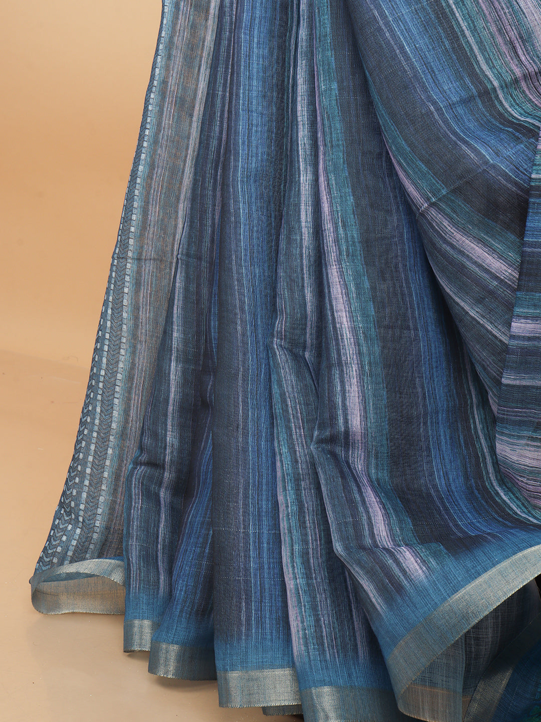 Women Blue Semi Linen Saree SL228
