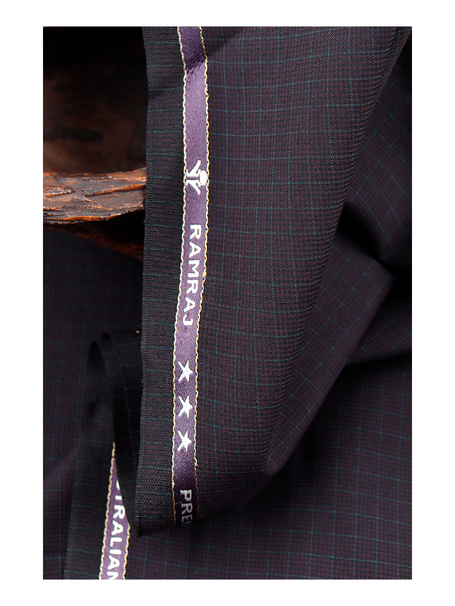 Premium Australian Merino Wool Blended Checked Pants Fabric Maroon Mark Wool-Ad vert