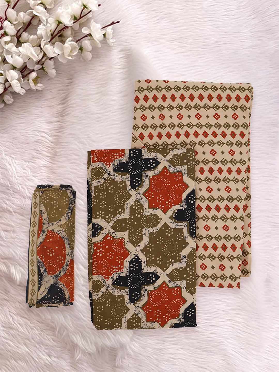 Women Pure Cotton Printed Dress Material Multi Colour DM345