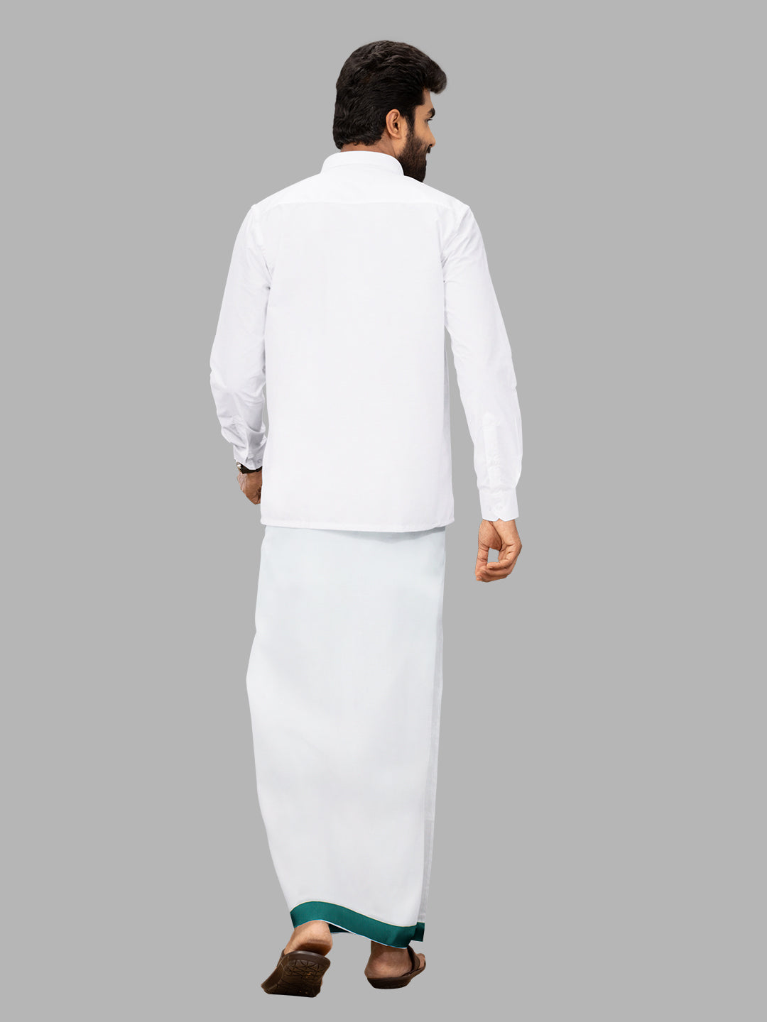 Men Blue Border Single Layer Adjustable Pocket Dhoti GACS9