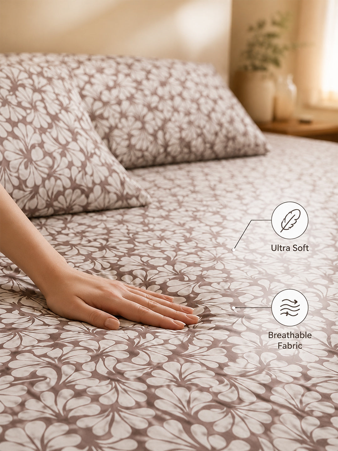 King Size Premium Cotton Bed Sheet & 2 Pillow Cover Set BFF01