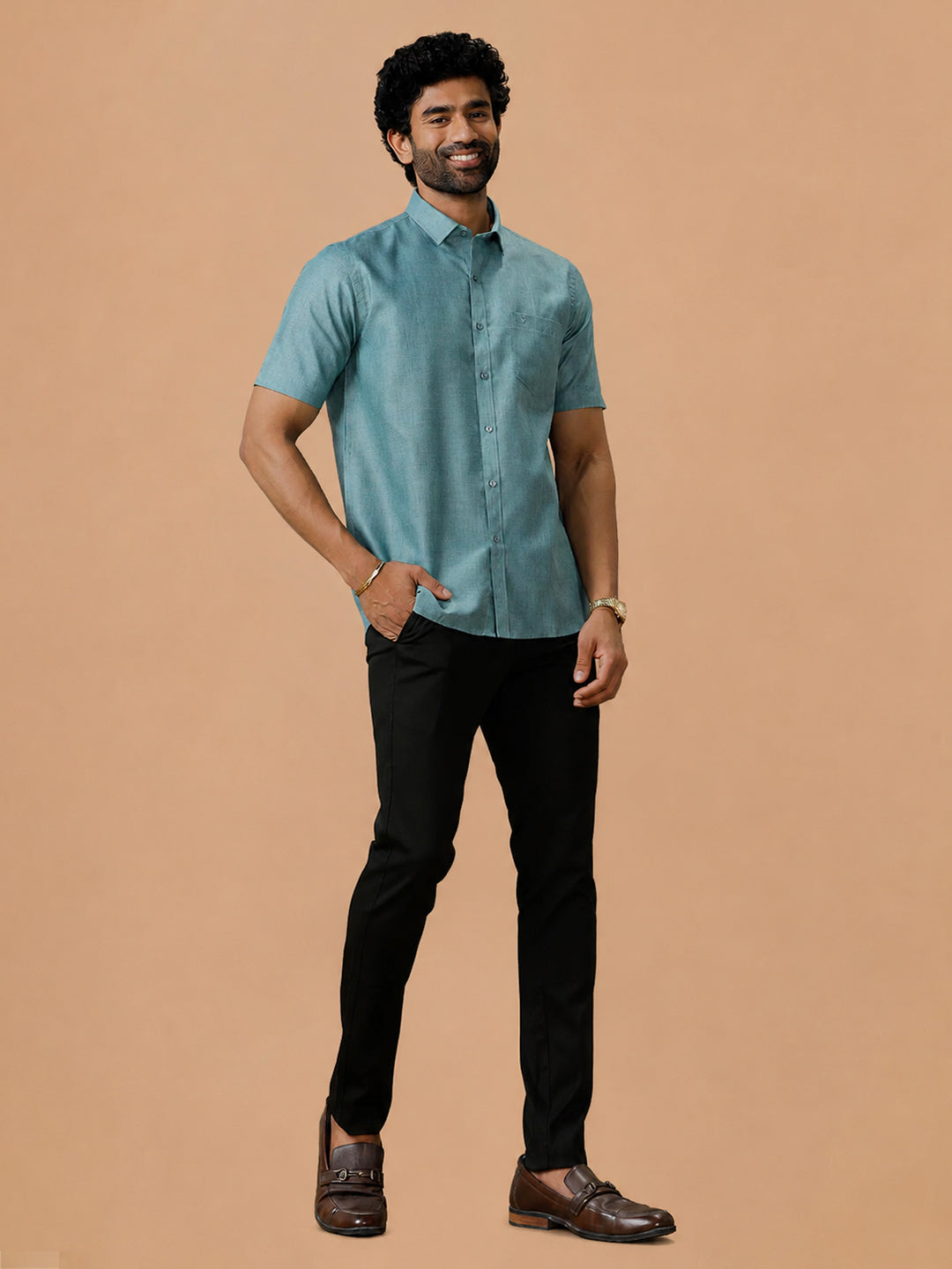 Cotton Rich Pine Green Regular Fit Shirt Trendy 8 YH5