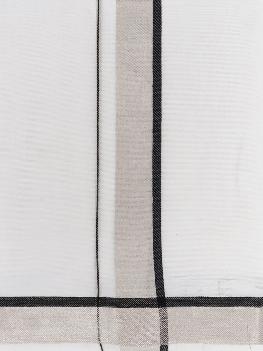 Double Layer 100% Cotton White Dhoti with Colour Jari Border - LC53