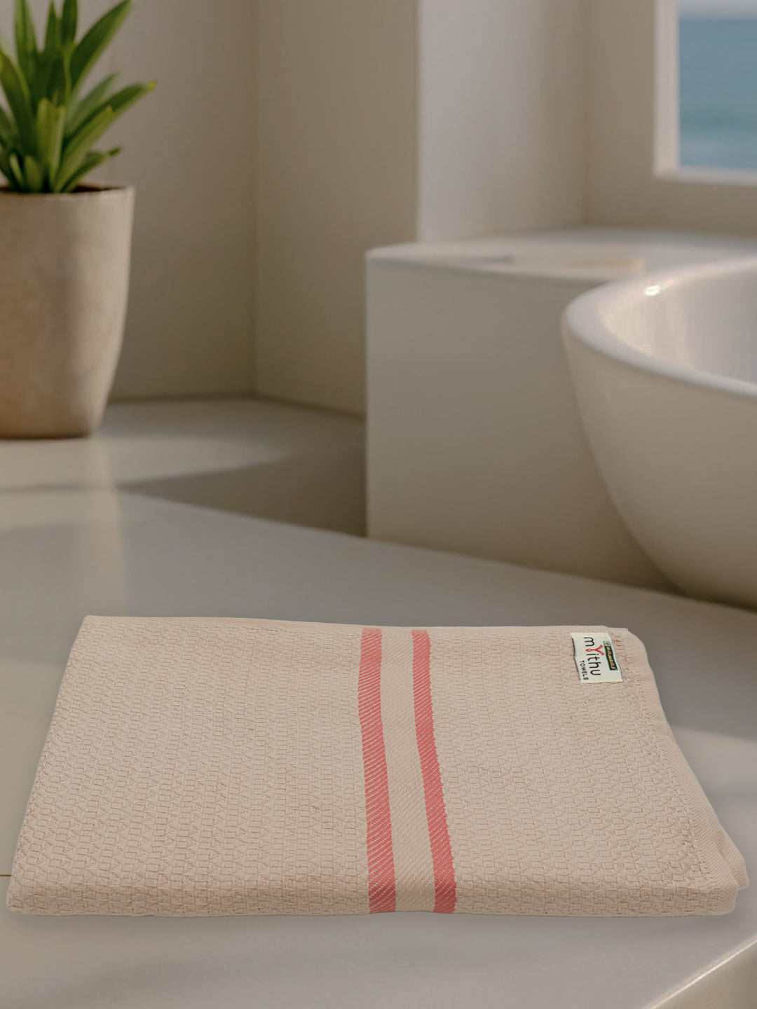 100% Cotton Self Designed Bath Towel Light Brown Magnus MCB04