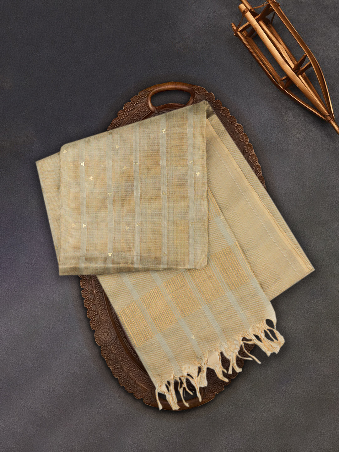 Women Pure Silk Saree Gold with Silver PST01