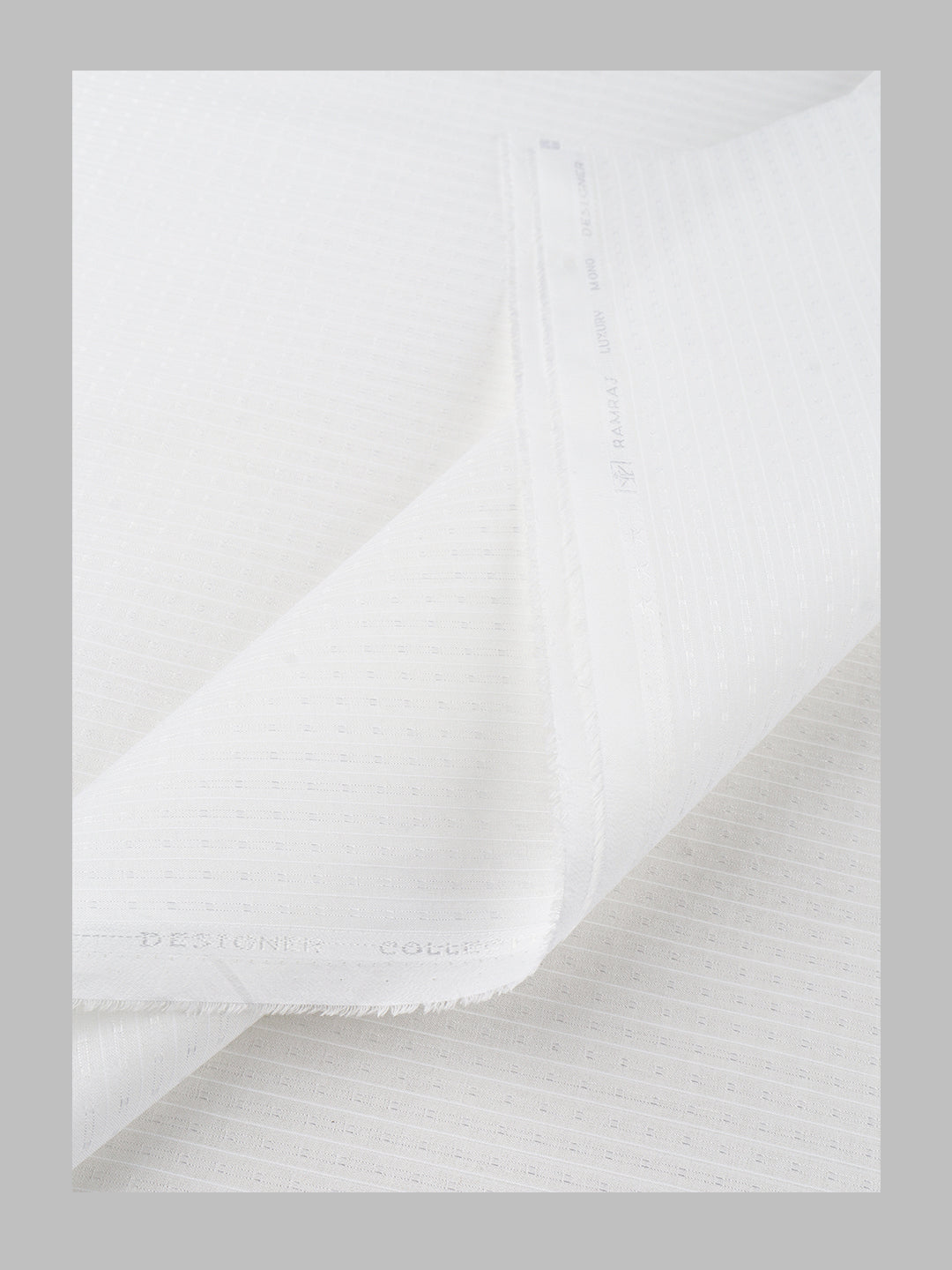 Men Mono Cotton Self Design Shirting White Ideal Dobby 02