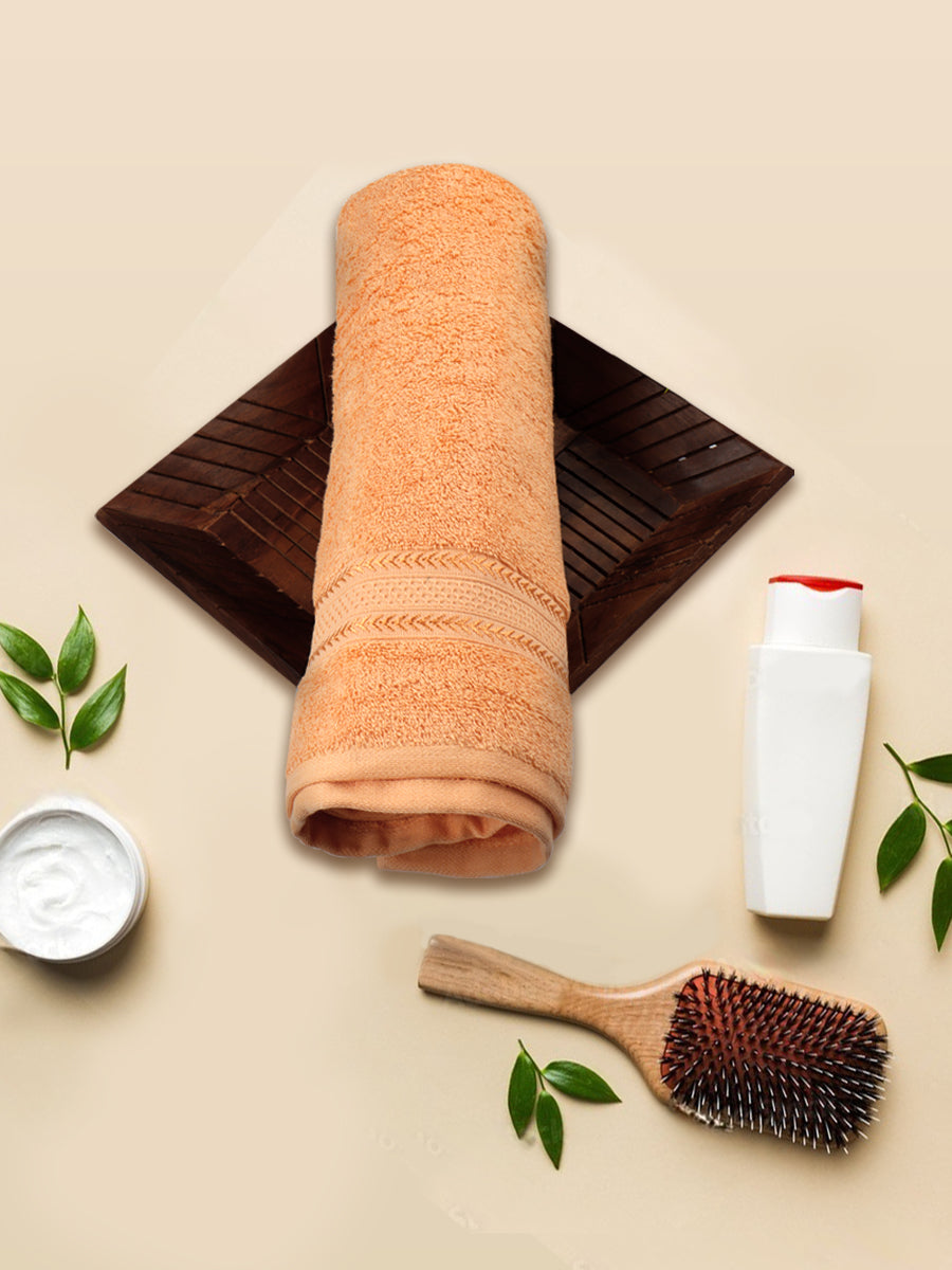 Premium Soft & Absorbent Cotton Bamboo Orange Terry Bath Towel BC1-Roll view