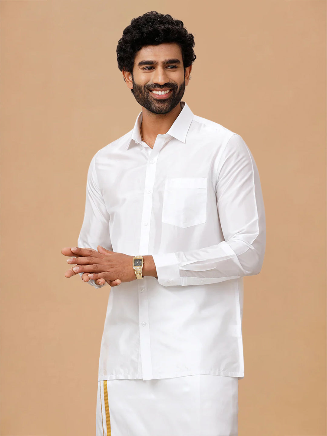Pure Silk White Shirt – Silk Mark Certified | Wedding Wear