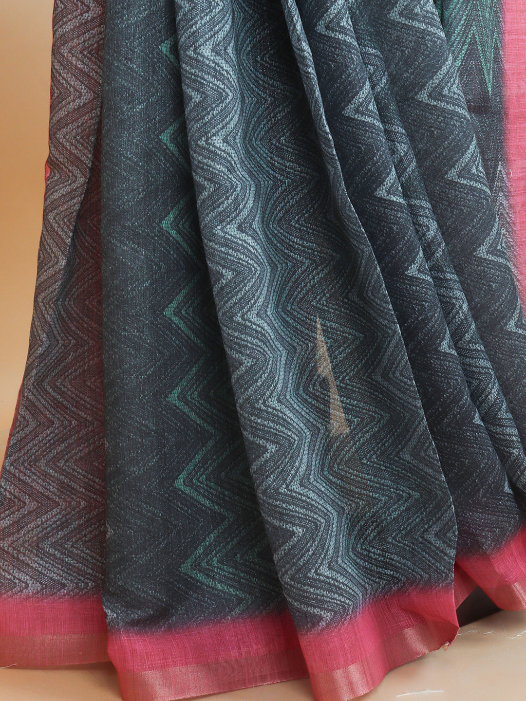 Women Green Semi Linen Saree SL221