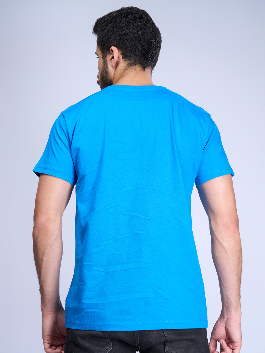 Men Cotton Blue Half Sleeves Expert Tee ET18