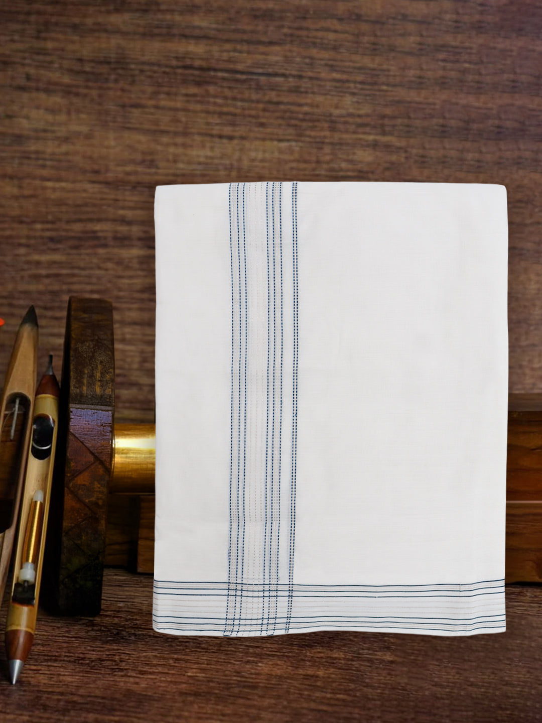 Men Premium Handloom White Dhoti with Fancy Jari Border HLM112