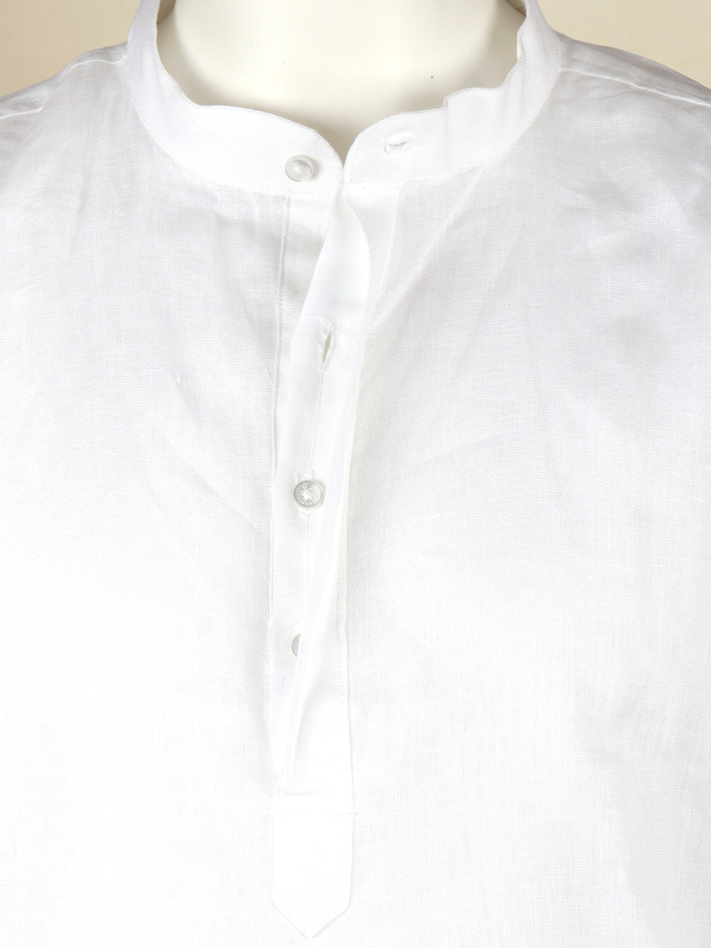 Men Linen Cotton Medium Length Kurta White LC M17
