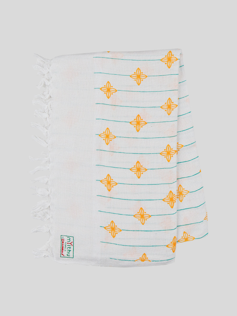 Cotton White Print Bath Towel NO 4092 (2 PCs Pack)-Ad vert