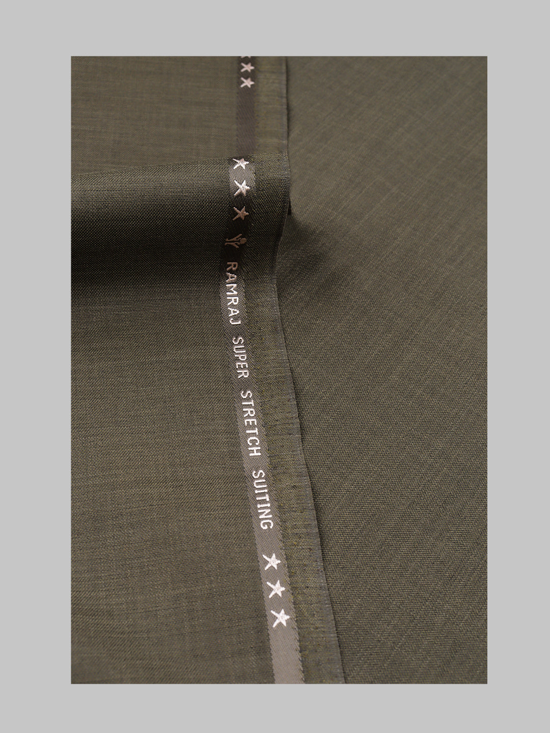 Men Poly Viscose Blend Suiting Fabric Army Green Enable Stretch