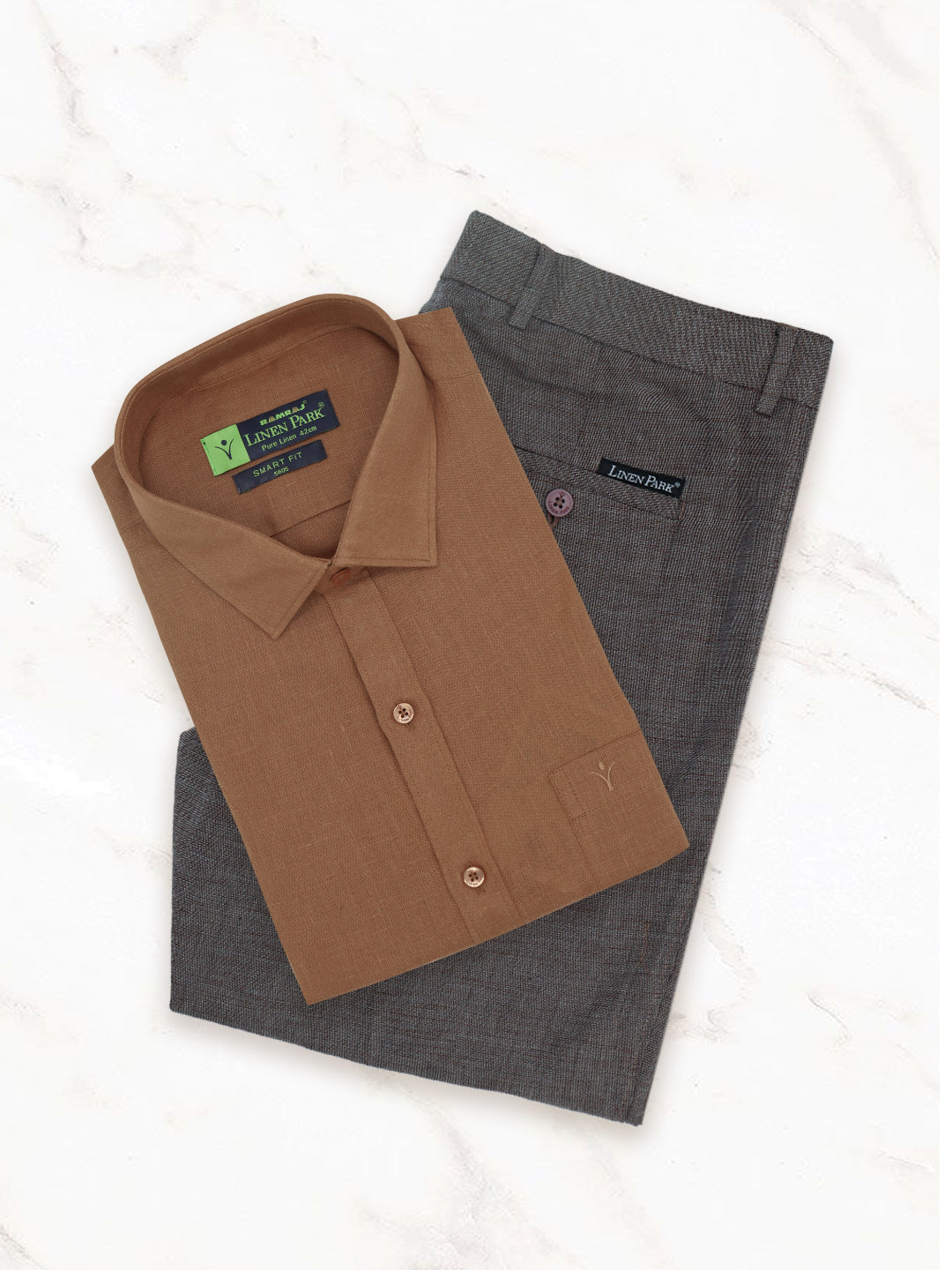 Mens Pure Linen Shirt and Linen Cotton Pant Combo L115