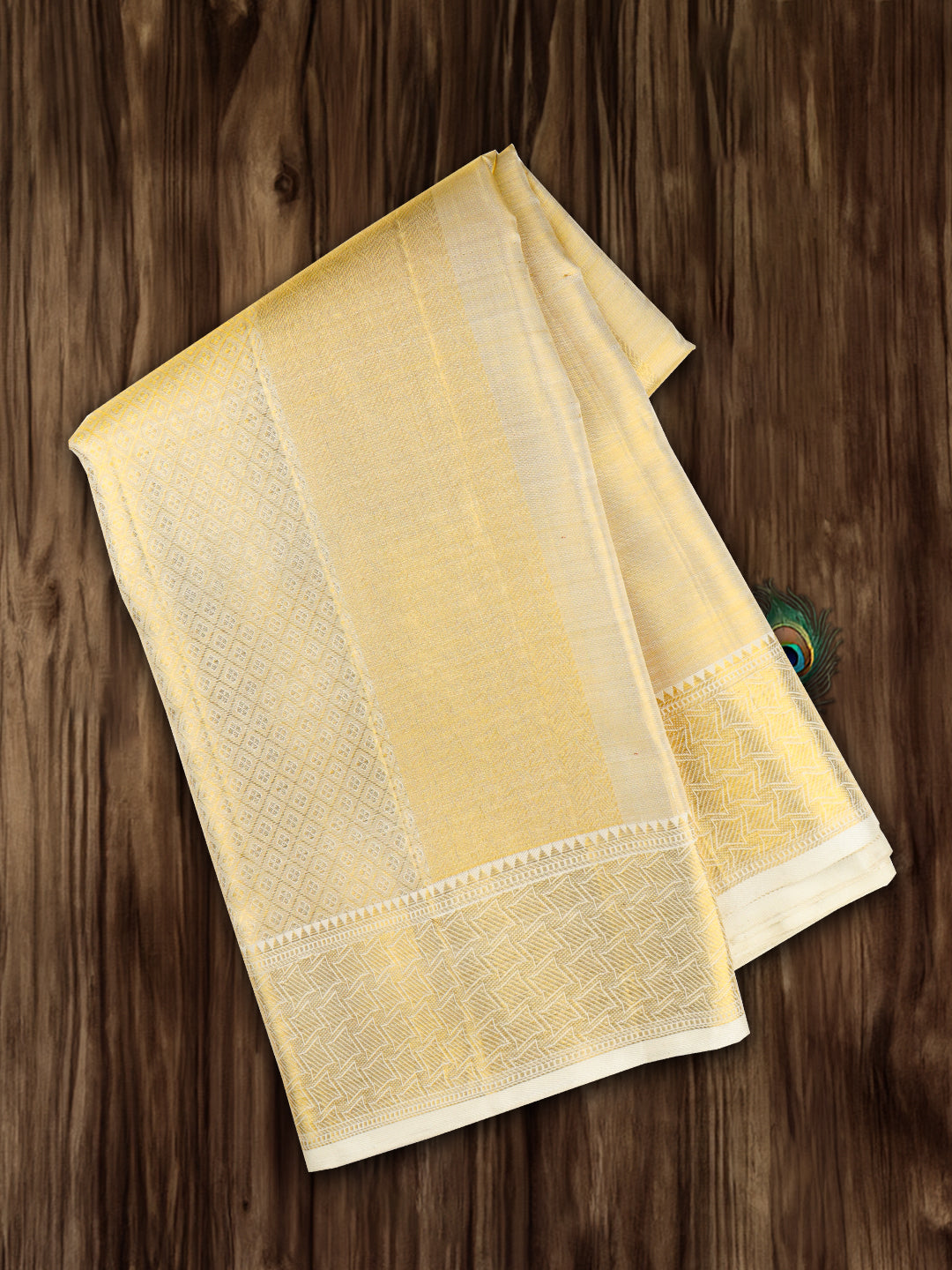 Men 100% Pure Silk 5" Jari Gold  Border  Rajdharbar