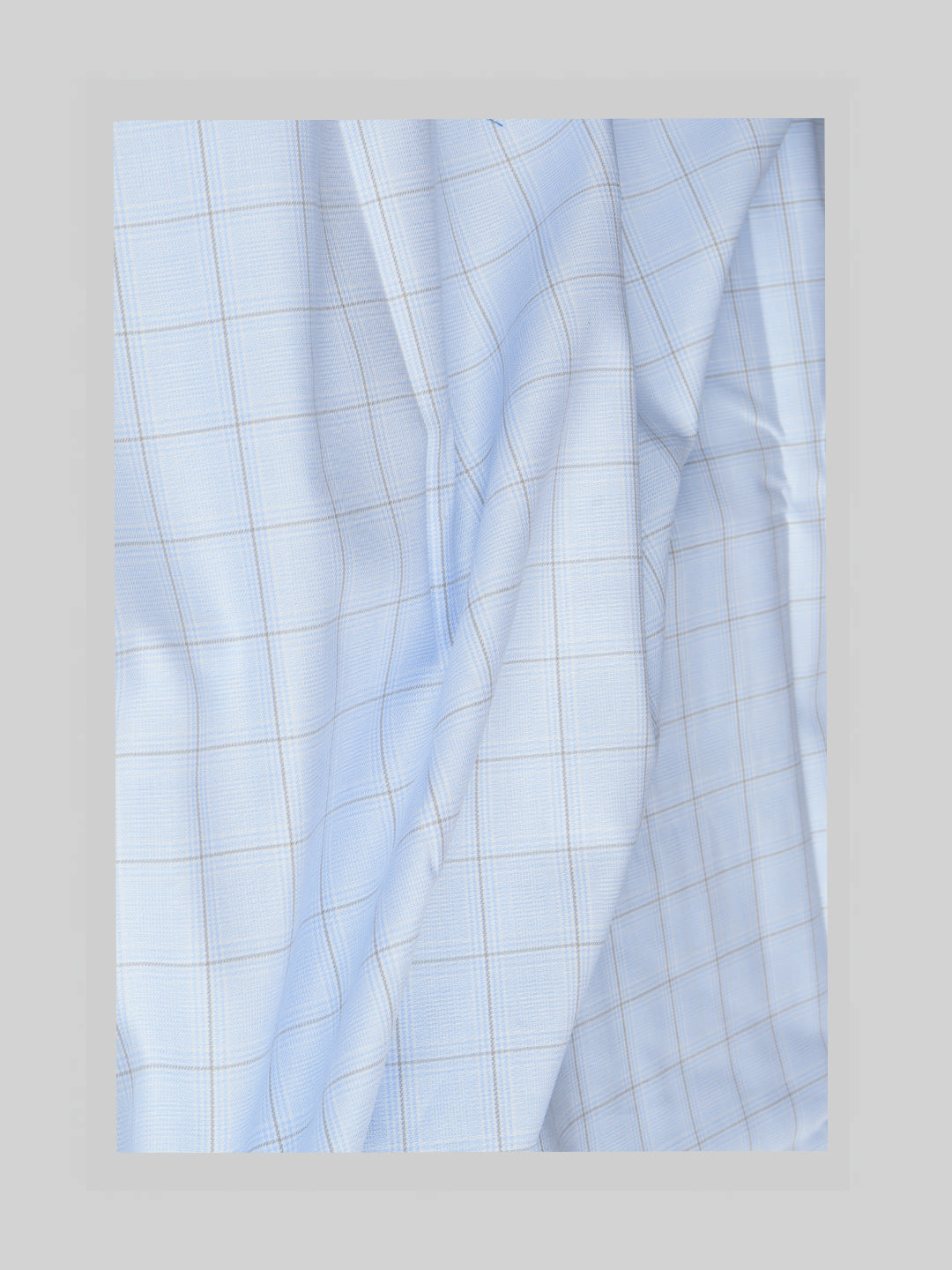 Men Giza Cotton Blend Checked Blue Shirt Fabric Jackpot