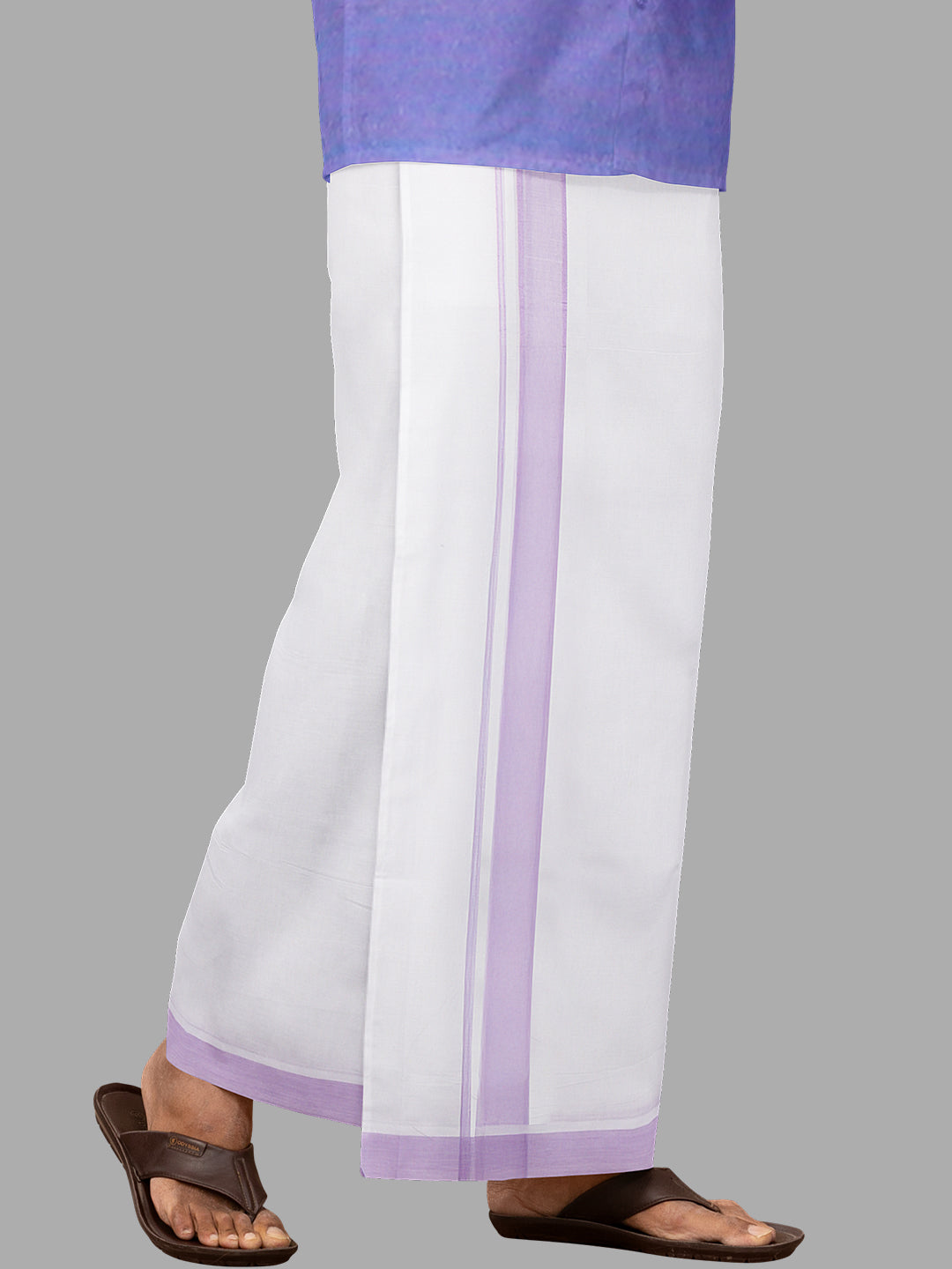 Mens Lavender Fancy Border Double Dhoti Mountain Plain MP02