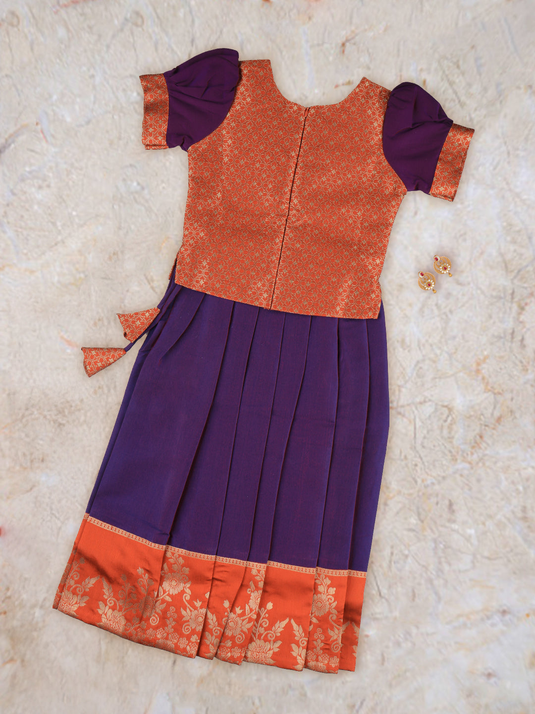 Girls Skirt Set Orange with Purple GPS13