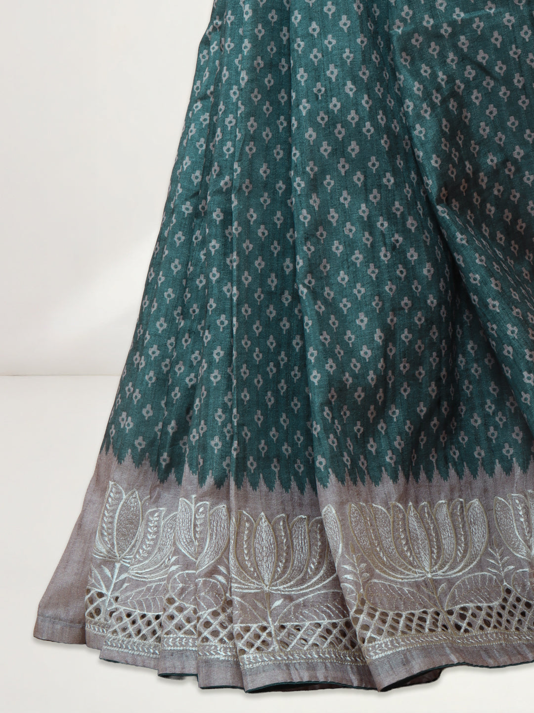 Women Teal Blue Semi Tussar Saree ST274
