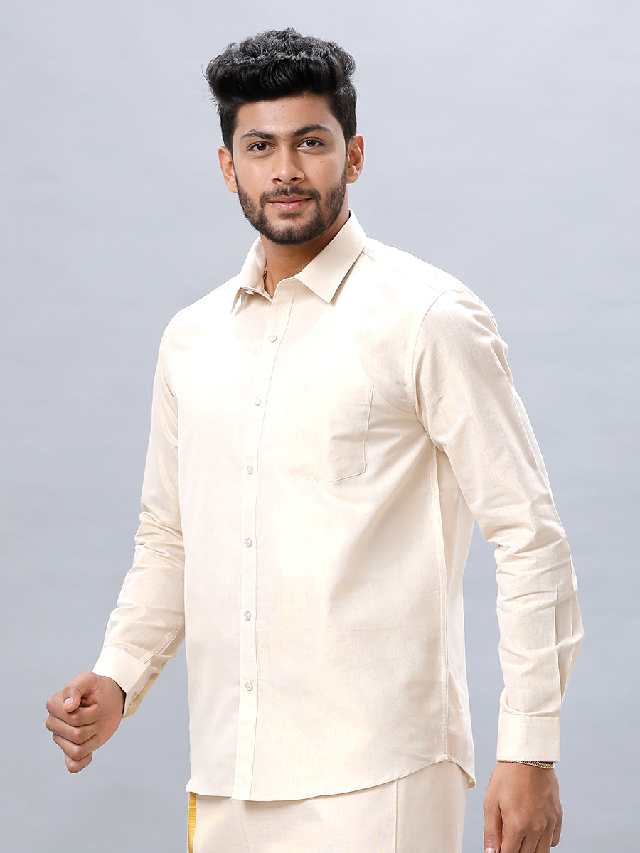 Men Gold Tissue Shirt Sankalpam